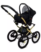 Babylux Margaret Gold Art.286155 Grey Flex Dots vežimėlis 3 viename