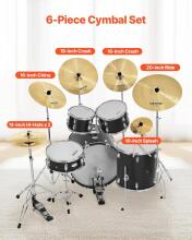 Vevor 6 Piece Cymbal Set Drumsticks Art.287554 Būgnų komplektas jauniems muzikantams