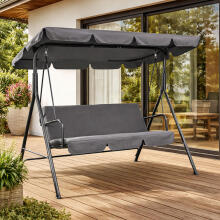 Garden swing 3-seater with a steel frame, grey, MultiGarden