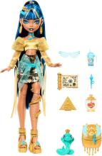 Monster High Cleo De Nile lėlė – karališkas auksinis stilius su Hissette