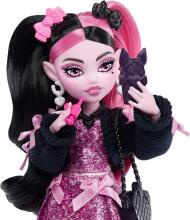 Monster High кукла Дракулаура в розовом платье с бантиками и чёрном кардигане