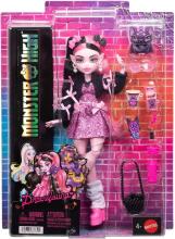 Monster High кукла Дракулаура в розовом платье с бантиками и чёрном кардигане
