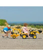 FALK Pedalų Traktorius Komatsu su Ekskavatoriaus Kibiru ir Priekaba 2-5 metų