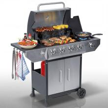 Garden gas grill with cast iron grate and lid 4+1 burners Berdsen BD-896