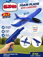 Bebe Basic Small Planer Art.294566 Blue Set: Glider airplane made of lightweight and durable foam + 36cm launcher