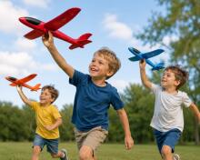 Bebe Basic Small Planer Art.294567 Yellow Set: Glider airplane made of lightweight and durable foam + 36cm launcher