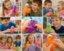 I-Toys Duck Squishy Dumpling Antistress Art.295916  Antistresinis žaislas „Ančiukas“ su blizgučiais ir minkštu garsu