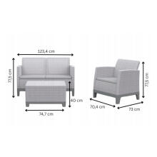 Garden furniture set Scandi Forma 2 Seater Set pebble grey/light beige