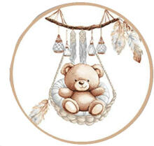 Cover set - 2 pcs - 120x90, 40x60  - BEAR in BASKET -  GREY