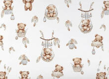 Cover set - 2 pcs - 120x90, 40x60  - BEAR in BASKET -  GREY