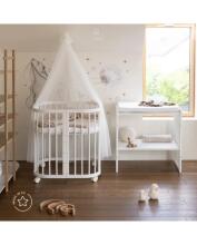 Waldin Baby Collection Bed Crib  7 in 1 Art.297432 White Multifunctional wooden 7-in-1 transforming crib