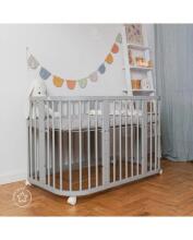 Waldin Baby Collection Bed Crib  7 in 1 Art.297433 Grey Multifunctional wooden 7-in-1 transforming crib