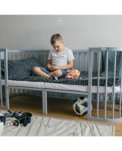 Waldin Baby Collection Bed Crib  7 in 1 Art.297433 Grey Multifunctional wooden 7-in-1 transforming crib