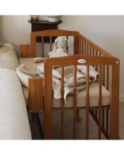 Waldin  Bedside Crib 2in1 Art.297437 Vintage Puidust 2-ühes võrevoodi/häll ratastel madratsiga
