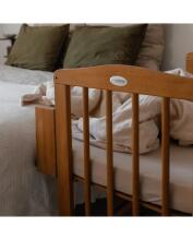 Waldin  Bedside Crib 2in1 Art.297437 Vintage Puidust 2-ühes võrevoodi/häll ratastel madratsiga