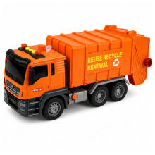 Garbage Truck Garbage Cans Lights Sounds Orange