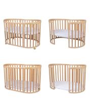 Waldin Oval Baby Collection Bed Crib  7 in 1 Art.297542 Natural Wood  Daugiafunkcinė medinė transformuojama lovelė 7 viename