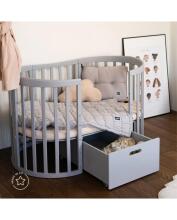 Waldin Oval Baby Collection Bed Crib  7 in 1 Art.297543 Grey Multifunctional wooden 7-in-1 transforming crib