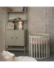 Waldin Oval Baby Collection Bed Crib  7 in 1 Art.297544 Olive Multifunctional wooden 7-in-1 transforming crib