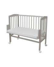 Waldin  Bedside Crib 2in1 Art.297551 Grey Wooden 2-in-1 crib/cradle on wheels with a mattress