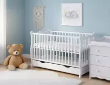 Elf Bed Juniper Drawer Art.298076 Grey Wooden baby crib with a storage drawer (120x60 cm)