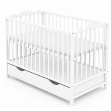 Elf Bed Petal II Drawer Art.298143 White  Wooden baby crib with a storage drawer (120x60 cm)