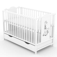 Elf Bed Petal II Drawer Art.298143 White  Wooden baby crib with a storage drawer (120x60 cm)