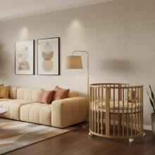 Elf Bed Crib Roundy  Art.298157 White Stilinga apvali medinė lovelė