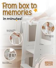 Wooden Learning Tower Lullza Art.298326 White Wooden kitchen stool/step stool for toddlers