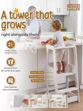 Wooden Learning Tower Lullza Art.298326 White Wooden kitchen stool/step stool for toddlers
