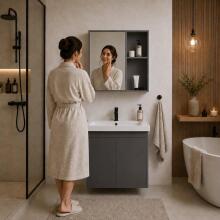 Bathroom Vanity Unit with Sink and Mirror Furniture Set Wall-Mounted ModernHome