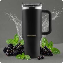 Vacuum thermos mug with straw set 1180 ml Berdsen black