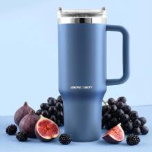 Vacuum thermos mug with straw set 1180 ml Berdsen navy blue