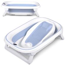 Foldable bathtub for children, infants with thermometer and Nukido NK-279 insert white-blue