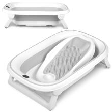 Foldable bathtub for children, infants with thermometer and Nukido NK-279 insert white-gray