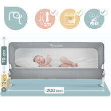 Protective bed guardrail safety gate lock 180 cm Nukido gray