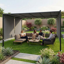 Terasinė pergola 3x4 m plieninė pavėsinė su stogu pilka MultiGarden