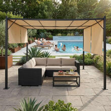 Terasinė pergola 3x4 m plieninė pavėsinė su bežine danga MultiGarden