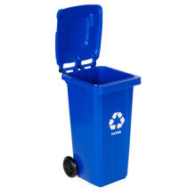 240L large wheelie bin with rubber wheels – blue for paper waste