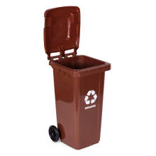 240L Large Wheelie Bin with Rubber Wheels – Brown for Organic (BIO) Waste