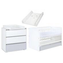 Klups Dalia Set Art.299155 White  Детская деревянная кроватка 120x60см без ящика+ кокосовый матрас 120x60x8см+комод