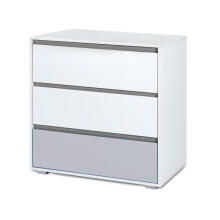 Klups Dalia Set Art.299159 White/Grey  Детская деревянная кроватка 120x60см с выдвижным ящиком+ кокосовый матрас 120x60x8см+комод