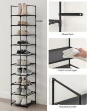 Metal Shoe Storage Art.299215 Black Batų lentyna,  metalinė spintelė su lentynomis, 33 x 33 x 173 cm