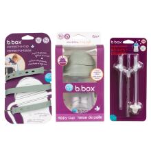 B.BOX 62450 Starter Set 3-in-1 Bottle with Straw 240ml + Lanyard + Replacement Straws Sage