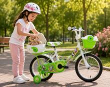 Esperia Kids Bike Panda White/Green 14' Art.9770 Vaikiškas dviratis su pripučiamais ratais ir plieniniu rėmu