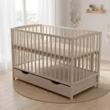 Elf Bed Arco Drawer Art.73281 White Wooden baby crib with a storage drawer (120x60 cm)