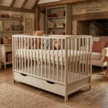 Elf Bed Arco Drawer Art.73281 White Wooden baby crib with a storage drawer (120x60 cm)