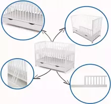 Elf Bed Arco Drawer Art.74235 Natural  Wooden baby crib with a storage drawer (120x60 cm)
