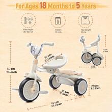 UBRAVOO Baby Tricycle Art.76891   Vaikiškas triratis, sulankstomas triratis mažyliams su pedalais