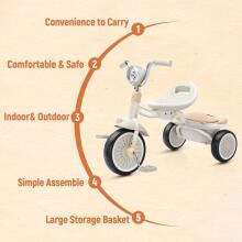 UBRAVOO Baby Tricycle Art.76891   Vaikiškas triratis, sulankstomas triratis mažyliams su pedalais